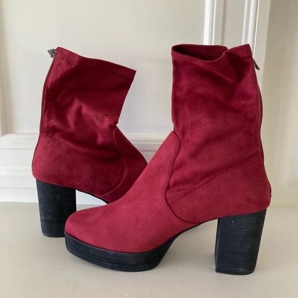 NWOT Free People X Brand Vandal Wine Platform Ankle Boots Sz 41 - Picture 1 of 9